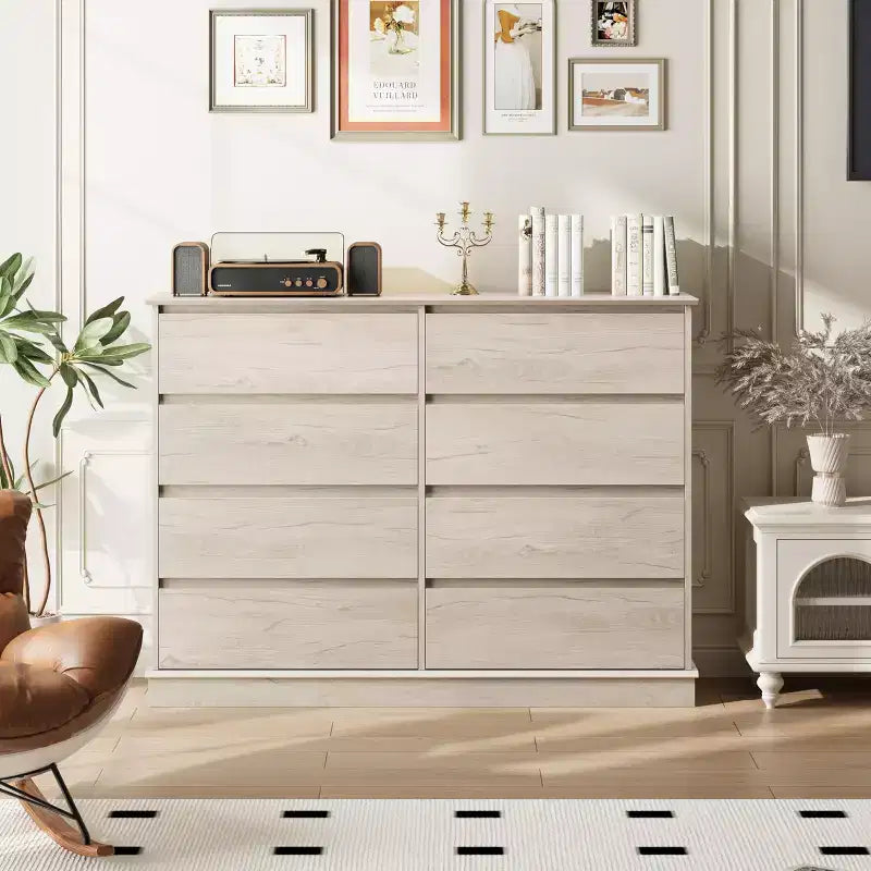 Moderne ladekast voor de slaapkamer met 8 lades, houten opbergmeubel voor de kledingkast, brede ladekast
