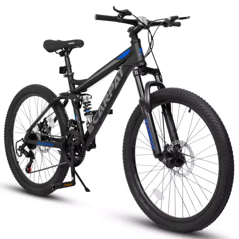 Mountain bike Okak da 26IN con freni a disco, bici per adulti a 21 velocità con telaio resistente e doppia ammortizzazione posteriore, per il ciclismo su strada in città