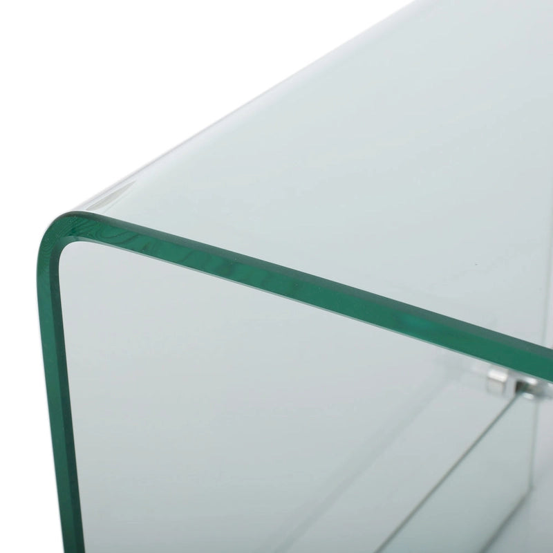 Meuble TV transparent de 39.37 avec dos ouvert et étagère en verre pour téléviseurs jusqu’à 39