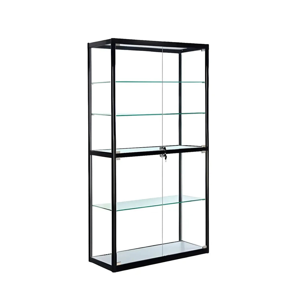 Moderner rechteckiger Vitrinenschrank aus schwarzem Glas
