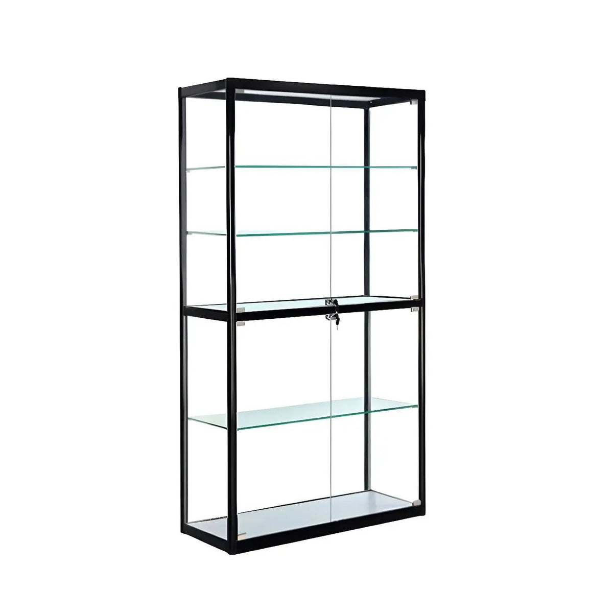 Moderner rechteckiger Vitrinenschrank aus schwarzem Glas