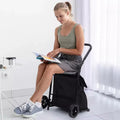 Carrello pieghevole Acekool 2-in-1 con borsa impermeabile rimovibile, cuscino di seduta spesso e manico regolabile antiscivolo, nero
