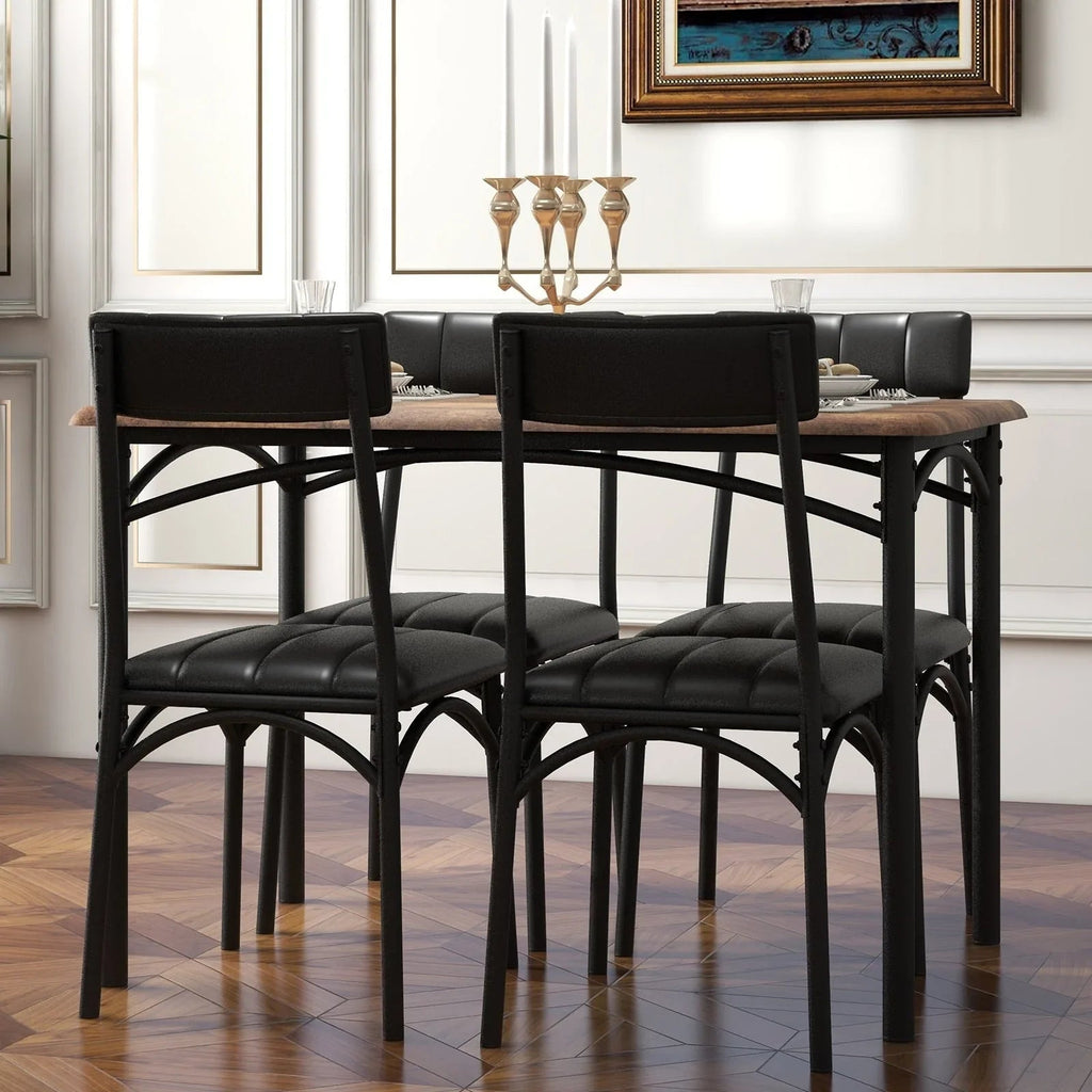Set da pranzo con tavolo rettangolare per 4 persone e sedie imbottite