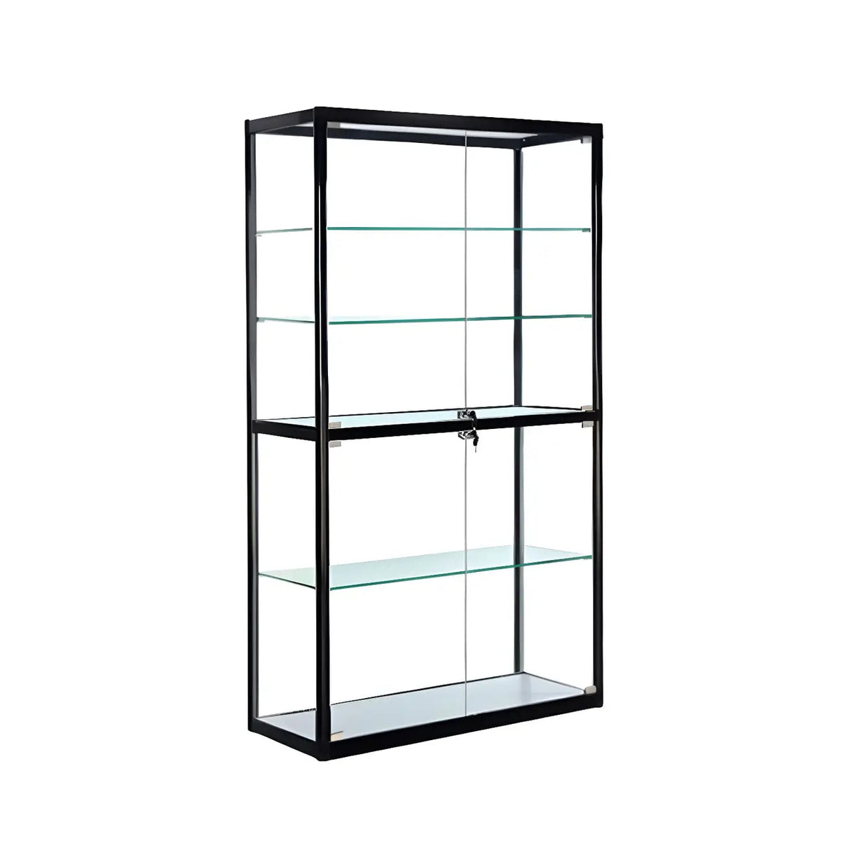 Moderner rechteckiger Vitrinenschrank aus schwarzem Glas