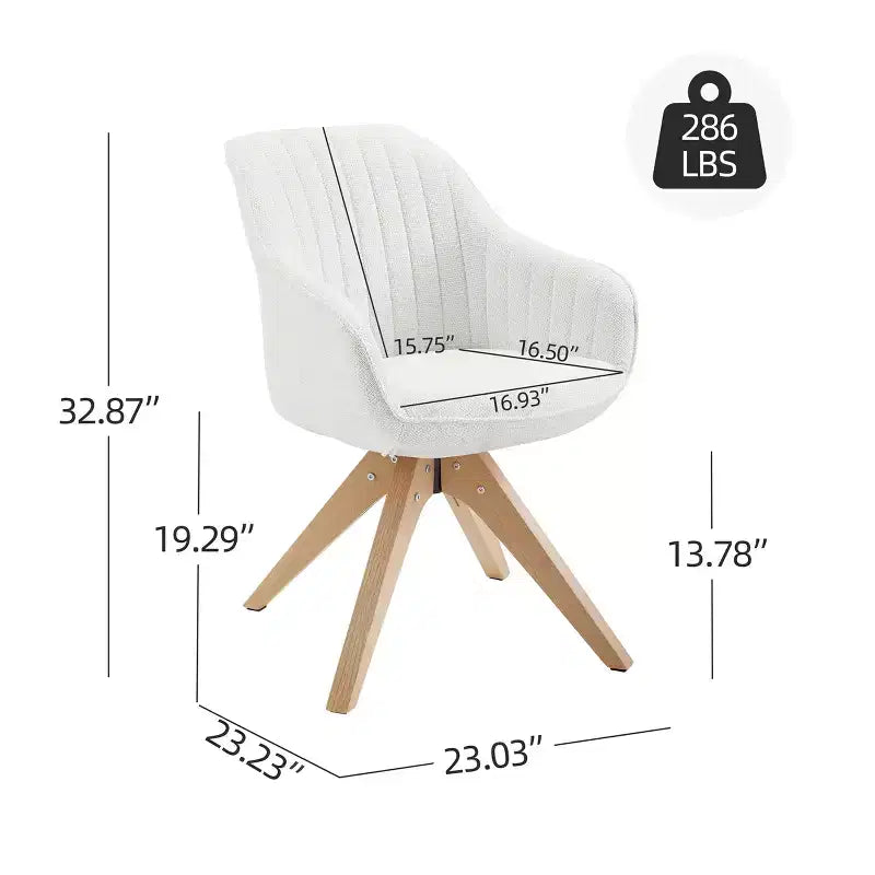 Art Leon comfortabele draaibare fauteuil van stof met poten van massief eikenhout