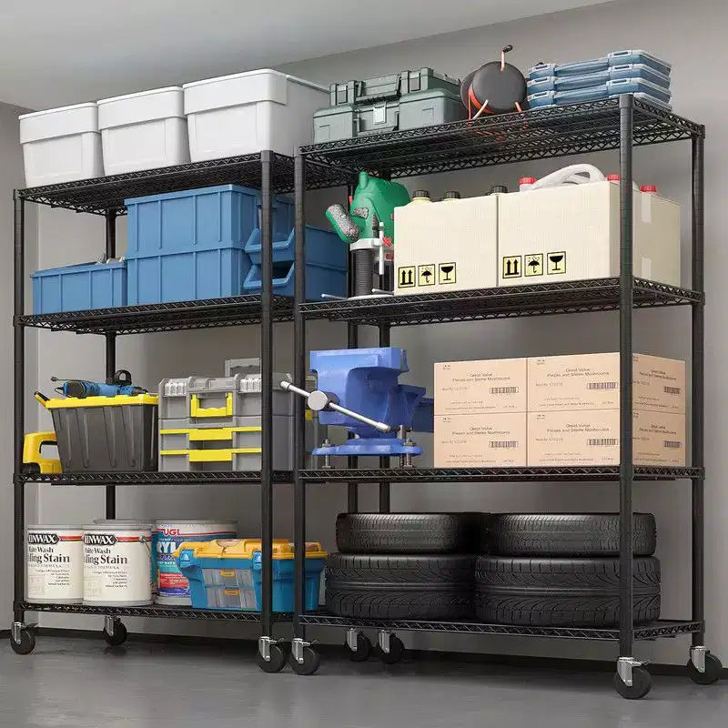 Robustes Metallregal mit verstellbaren Gitterböden und Rollen, 2500LBS, NSF