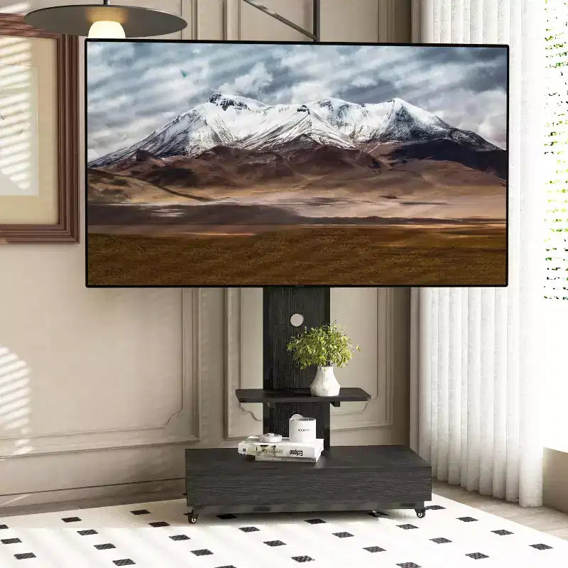 TV-meubel voor tv’s van 32-75, in hoogte verstelbare mobiele tv-wagen met lade en wielen voor de woonkamer, slaapkamer en kantoren -ModernLuxe