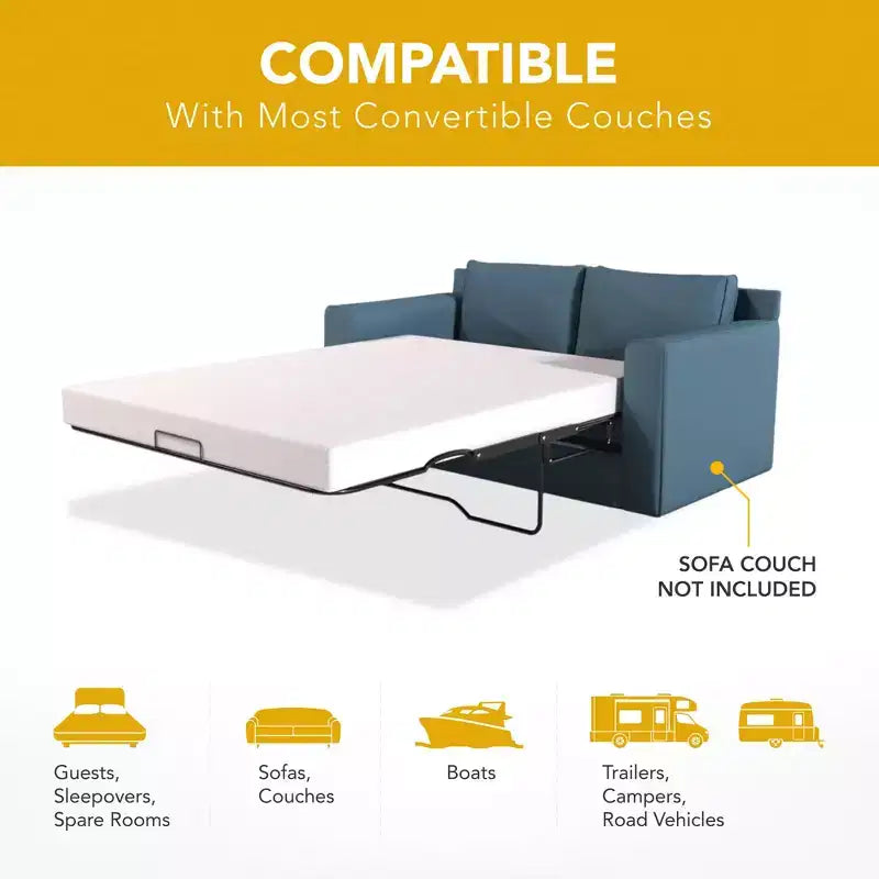DynastyMattress CoolBreeze-matras van traagschuim, 4 inch, voor slaapbanken en slaapbanken met uitklapbaar frame, full-size, bank niet inbegrepen - gemaakt in de VS