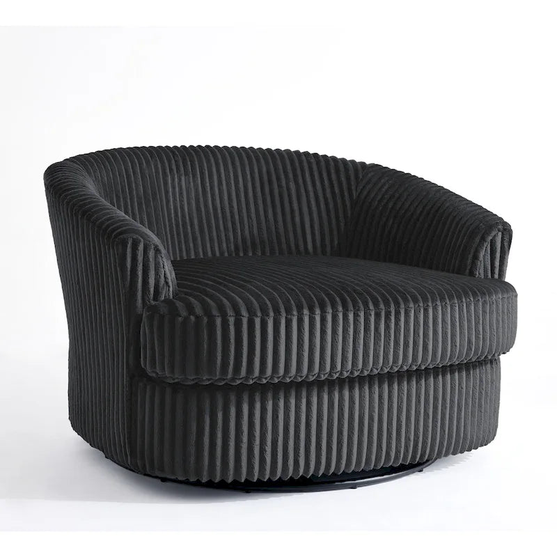 Set da 2 poltrone girevoli a botte oversize da 43 W in morbido velluto a coste con cuscini