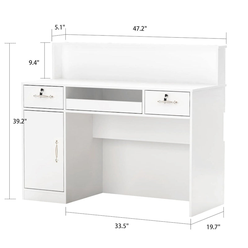 Bureau d’accueil rectangulaire en bois, bureau secrétaire, bureau d’ordinateur