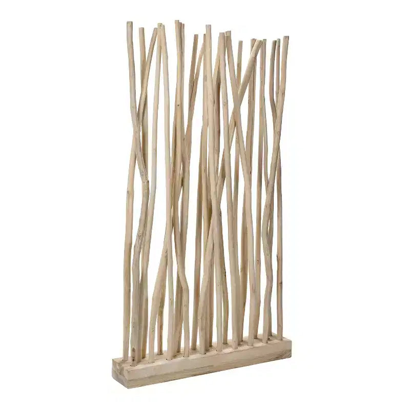 JONATHAN Y Tranquil kamerscherm met één paneel, 39W x 68H, kuststijl, bohemienstijl en handgemaakte teakhouten takken