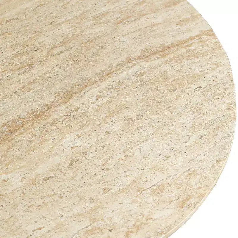 LeisureMod Lunexa runder Couchtisch, Akzenttisch mit Sockel aus Fiberstone für drinnen und draußen, skulpturales Design mit rutschfesten Fußgleitern