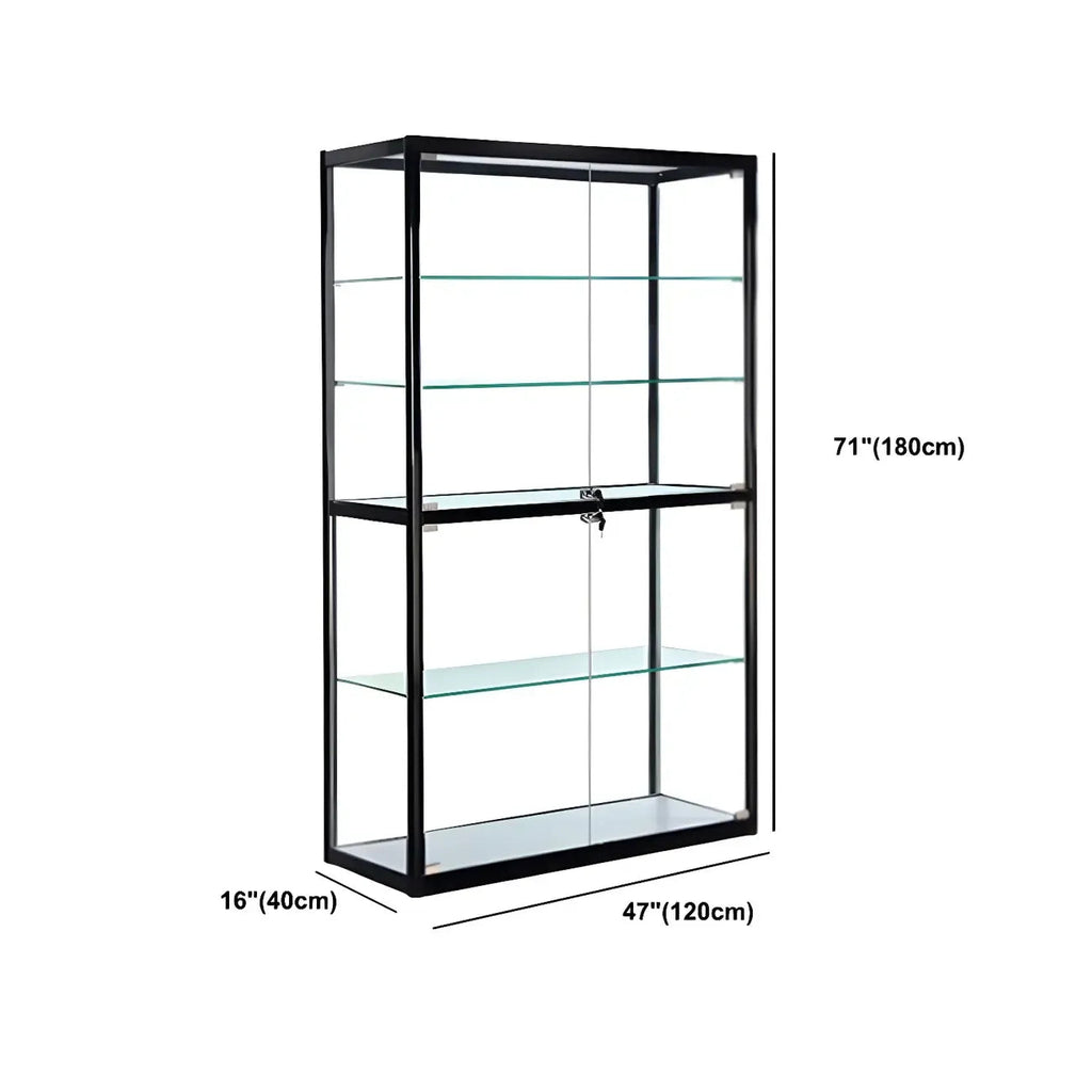 Moderner rechteckiger Vitrinenschrank aus schwarzem Glas