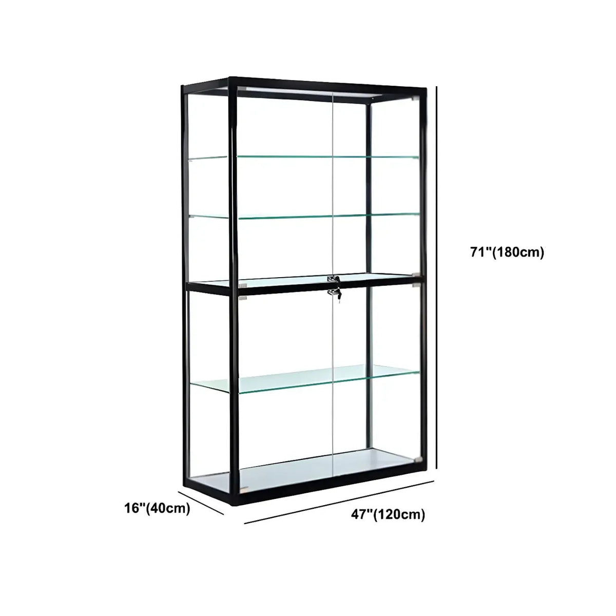 Moderner rechteckiger Vitrinenschrank aus schwarzem Glas