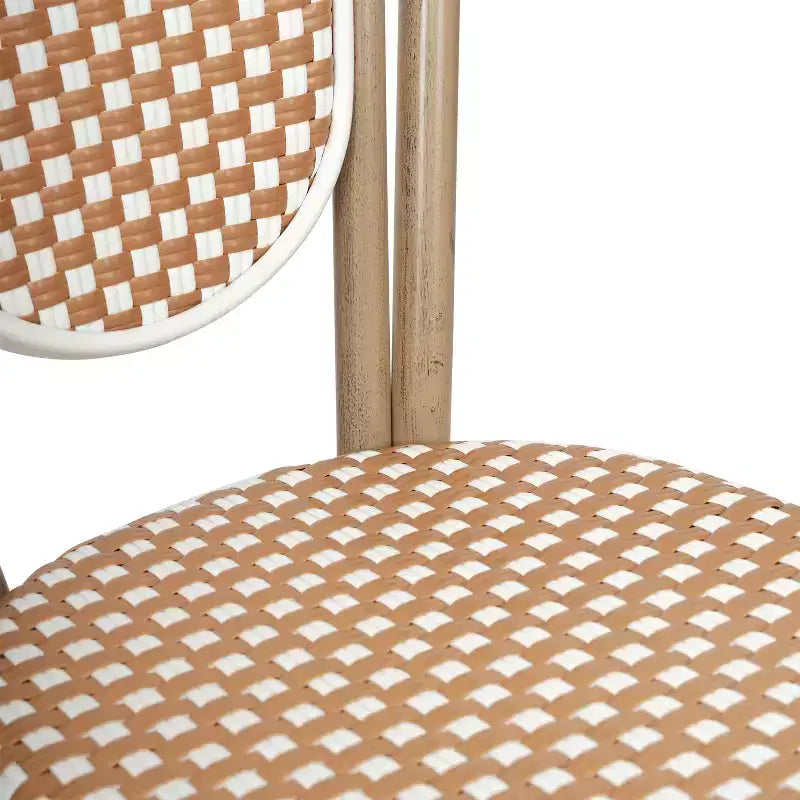 Flash Furniture Lourdes Bistro-Stapelstuhl im Thonet-Stil für den gewerblichen Innen- und Außenbereich, PE-Rattan und Aluminiumgestell