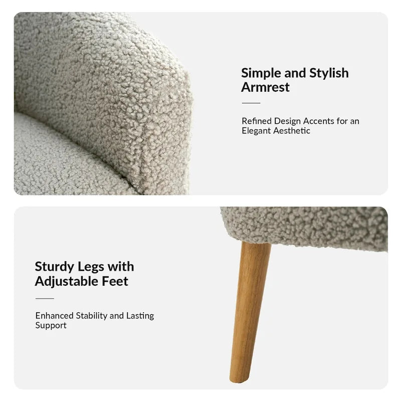 Sheila Moderner 30 W Bouclé-Sessel mit Beinen aus Massivholz, 2er-Set von HULALA HOME