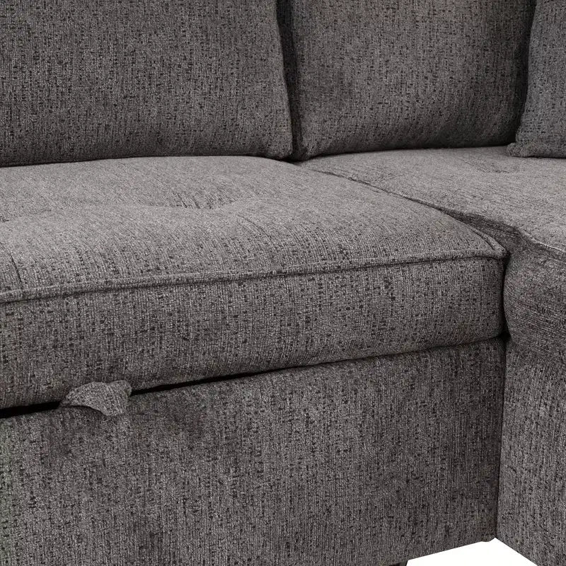 Divano componibile letto reversibile a L da 104.5 con chaise longue contenitore e 2 sgabelli - Divano letto trasformabile a 3 posti per il soggiorno