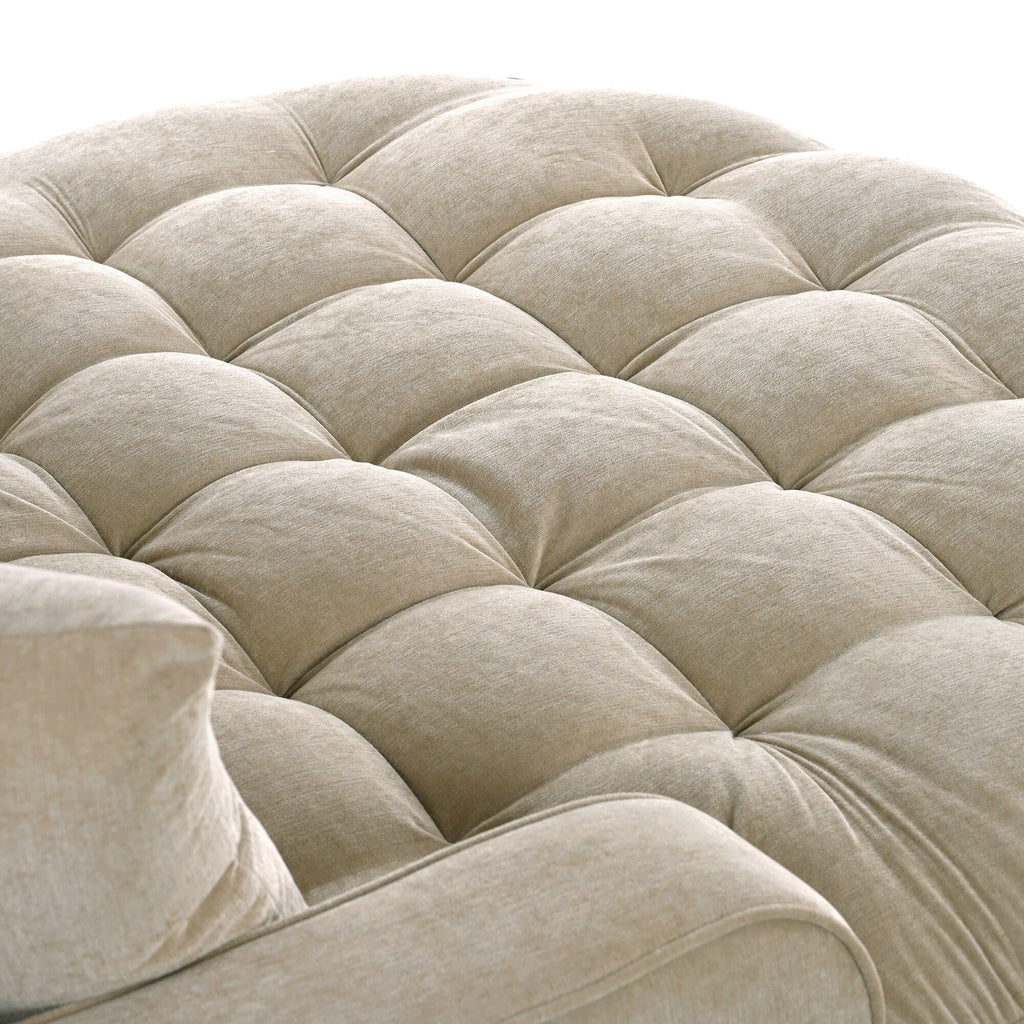 Chaiselongue-Schlafsofa aus Chenille, gepolstertes Sofa mit gesteppter Rückenlehne und 2 abnehmbaren Kissen für das Wohnzimmer