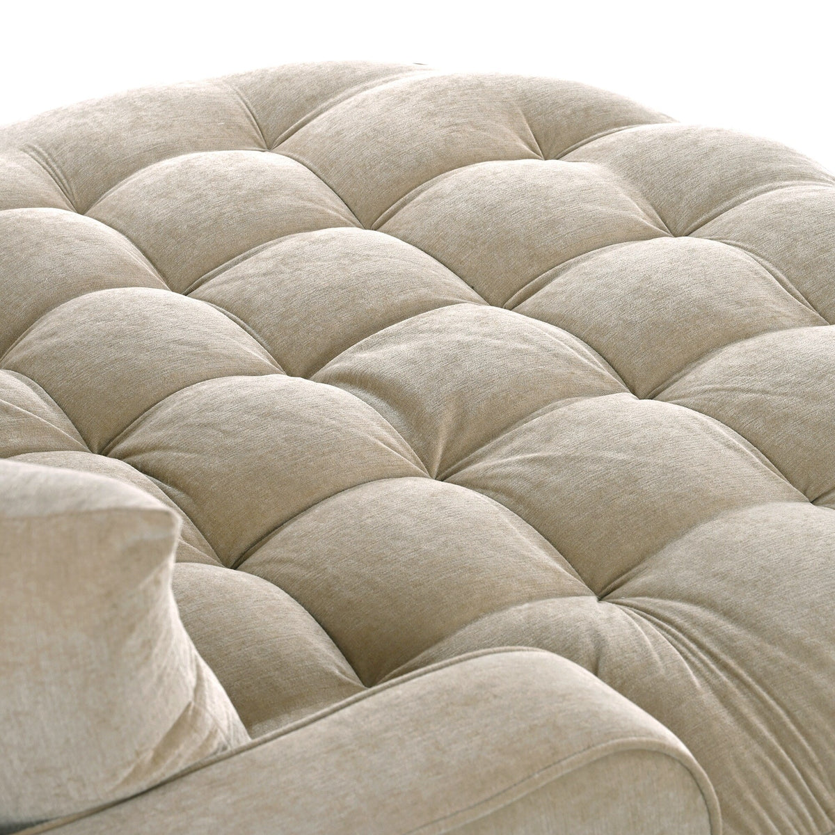 Chaiselongue-Schlafsofa aus Chenille, gepolstertes Sofa mit gesteppter Rückenlehne und 2 abnehmbaren Kissen für das Wohnzimmer