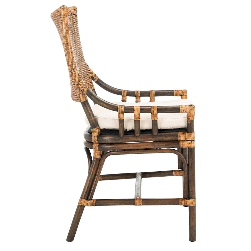 Coastal Rattan Cushion Chair 22 W x 24 L x 37 H 22W x 24D x 37H