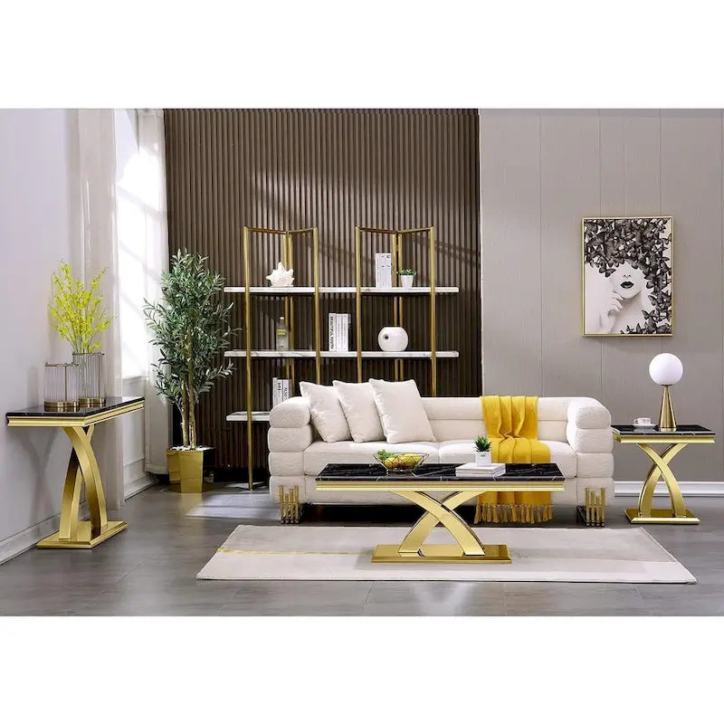 Moderne salontafel, rechthoekig model van 48 met X-vormige voet, voor de woonkamer
