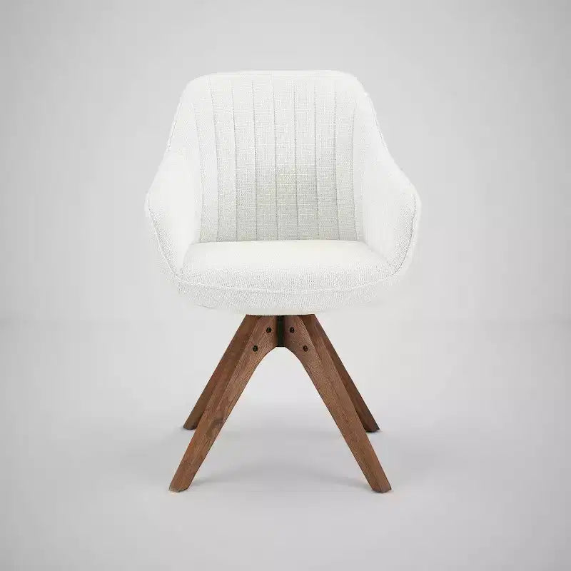 Poltrona girevole d'accento Art Leon in tessuto confortevole con gambe in legno massello di rovere