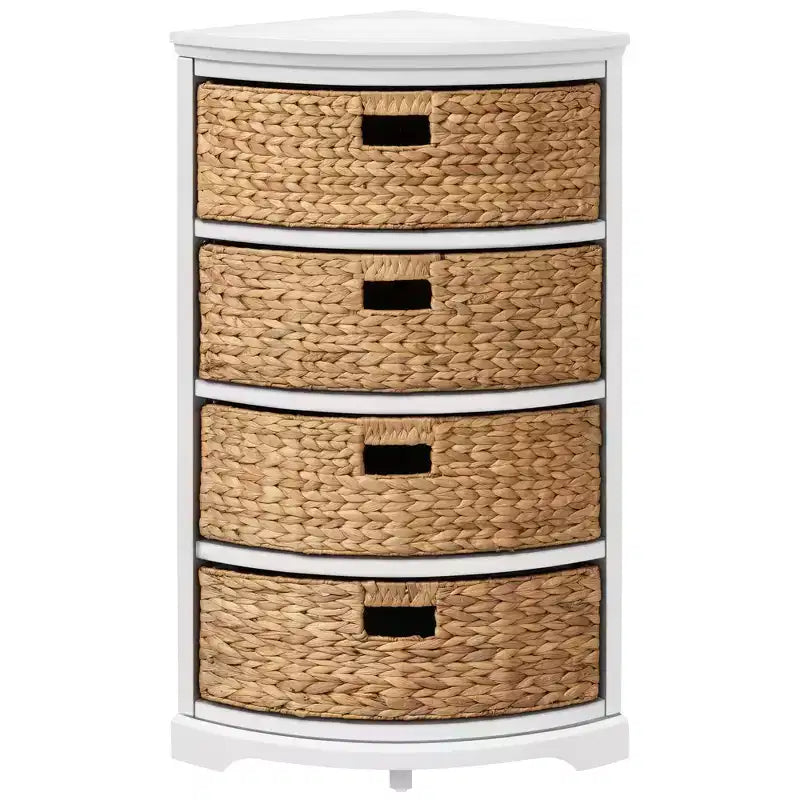 eHemco Hampton Meadows hoektafel met 4 niveaus, X-vormige zijkanten en 4 rieten manden