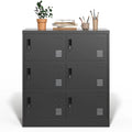 Casier de rangement pour employés à 6 portes, casiers métalliques pour bureau, salle de sport, école et domicile, avec porte-carte (noir)