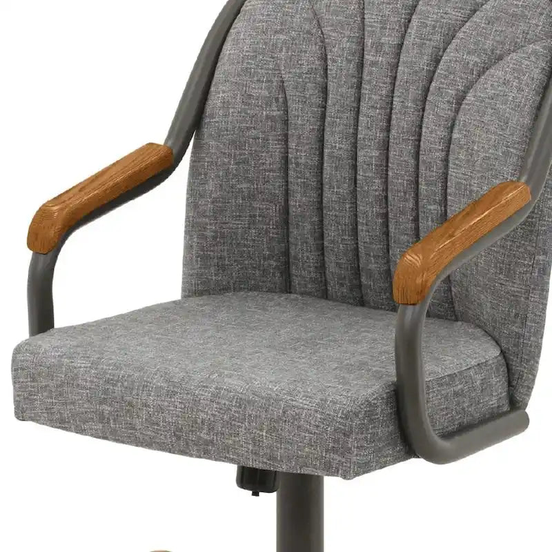 Chromcraft Douglas Esszimmerstühle mit Rollen in Kastanienbraun, graue Ausführung (2er-Set)