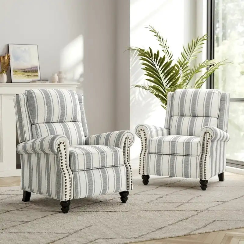 Set mit 2 modernen Relaxsesseln mit gepolstertem Sitz aus Kunstleder/Stoff