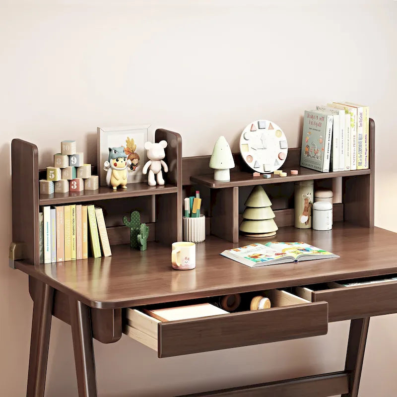 Bureau pour enfant, table en bois avec étagère à livres - N/A