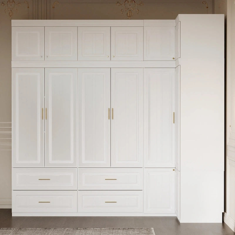 Kleiderschrank mit Kleiderstange und 4 Schubladen, viel Stauraum