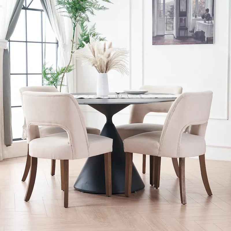 Set van 4 eetkamerstoelen met stoffen bekleding