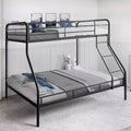 Lit superposé entièrement en métal, design sécurisé à faible hauteur avec barrières de sécurité, échelle inclinée et rangement sous le lit