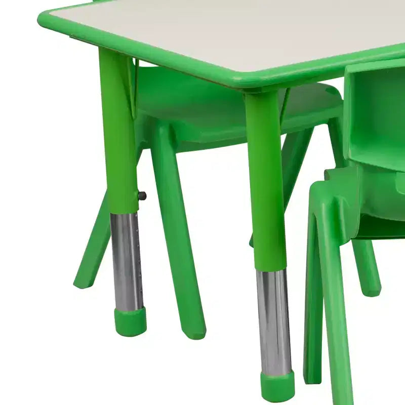 Ensemble table d’activités rectangulaire réglable en hauteur en plastique Emma and Oliver, 23.625W x 47.25L, avec 6 chaises
