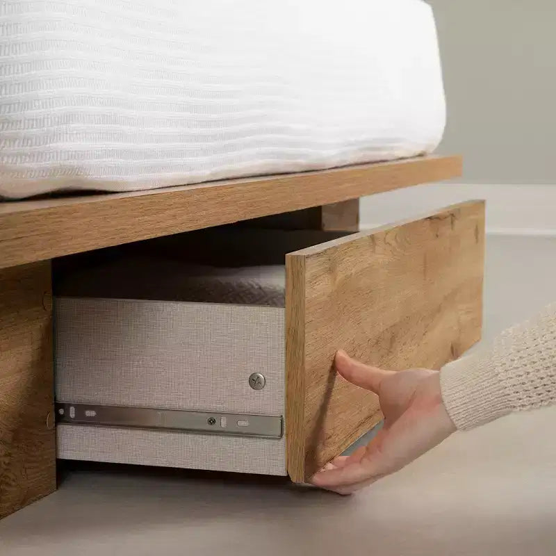 Letto con base a piattaforma South Shore Nordik Oak, matrimoniale/queen