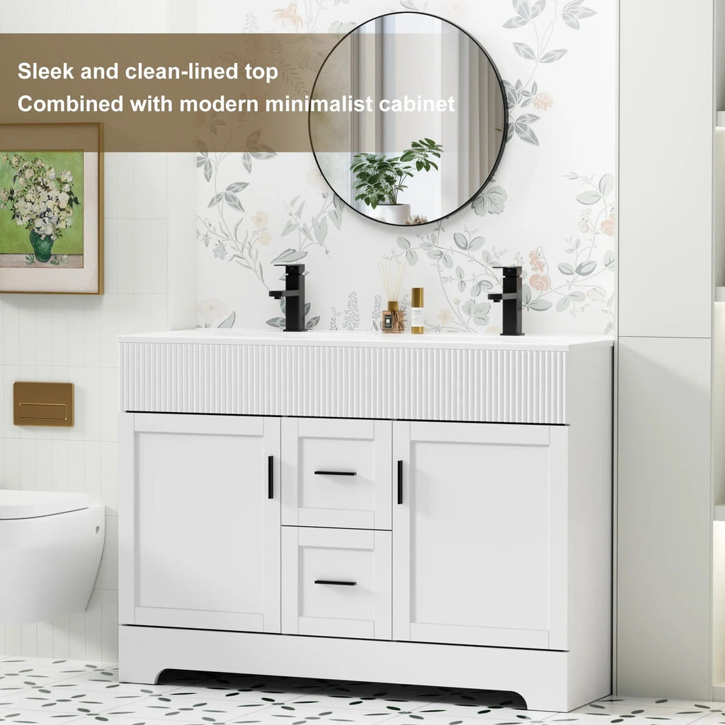 Ensemble meuble-lavabo de salle de bain Wavy Line 30/36/48 avec lavabo et robinet