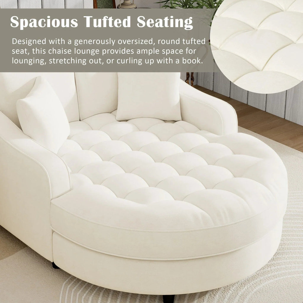 Chaiselongue-Schlafsofa aus Chenille, gepolstertes Sofa mit gesteppter Rückenlehne und 2 abnehmbaren Kissen für das Wohnzimmer