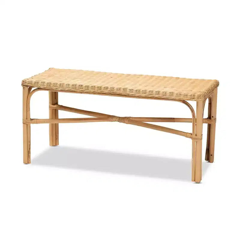 Banc d’appoint en rotin Cacaban naturel/marron - bali & pari : fabriqué à la main, mobilier d’intérieur, assise pour entrée