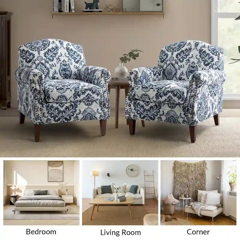 Giampiero fauteuil voor de woonkamer met siernagels, set van 2, van HULALA HOME