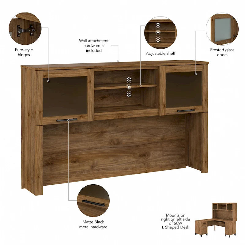 Bush Furniture Somerset 60W L-förmiger Schreibtisch mit Aufsatzregal