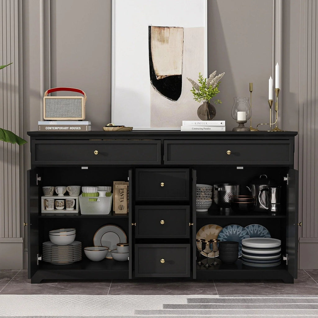 Buffet blanc à portes et tiroirs de 59.1, style moderne du milieu du siècle, laqué contemporain
