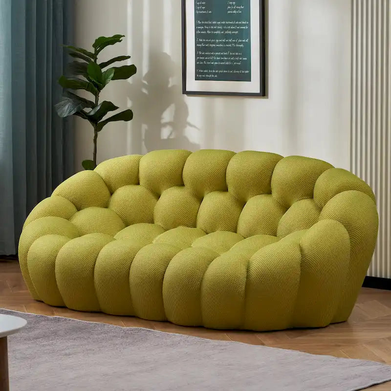 Canapé bulle incurvé paresseux 2 places, en forme de nid d’abeille, avec tissu textile 3D, pour salon, appartement