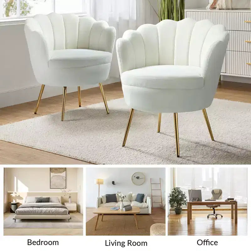 Comfy Barrel Chair with Golden Metal Legs, Living Room Accent Chair