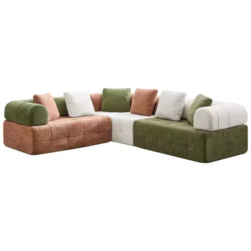 110.23 in. W modulares 4-Sitzer-Chenillesofa im Colorblock-Design mit geschwungenen Armlehnen