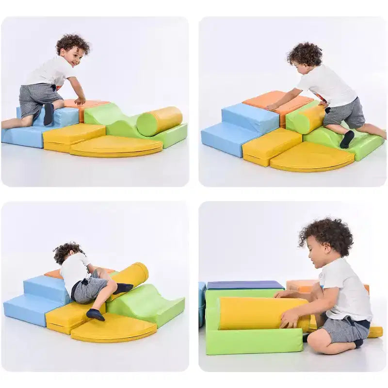 Set da gioco 6 in 1 per arrampicarsi e gattonare, per bambini piccoli, struttura per attività indoor, giochi per arrampicarsi e gattonare, attrezzatura da palestra, colorata, per maschi e femmine