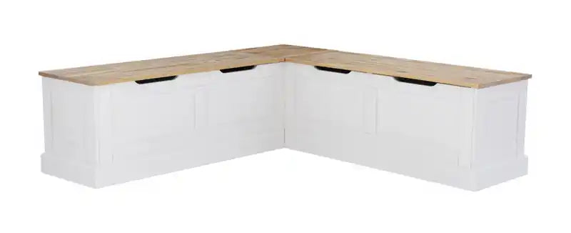 Banc d’angle de salle à manger sans dossier - naturel et blanc