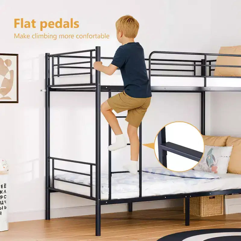 Lit superposé en acier Karl Home, 1 place au-dessus d’une place, avec échelle, pour chambre ou dortoir, enfants et adultes