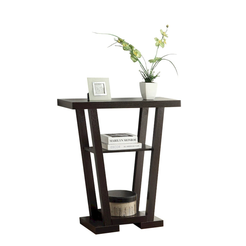 Newport V-consoletafel met planken van Convenience Concepts