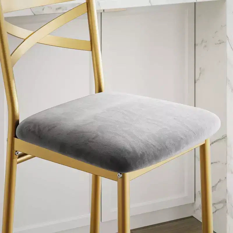 Barhocker, 4er-Set, Barstühle mit PU-Polsterung, Kücheninselstühle mit X-förmiger Rückenlehne und Metallfußstütze, schwarze Stühle in Thekenhöhe